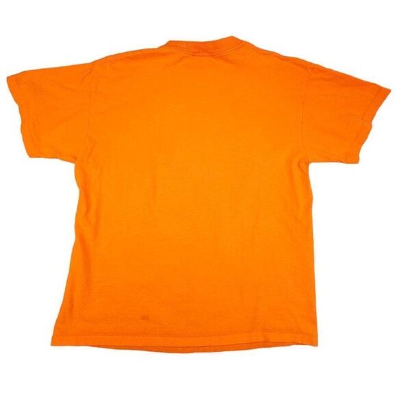 Vintage Halloween T Shirt Mens Size Large Orange 90s Black Cat Bats Spiderweb - Picture 3 of 8